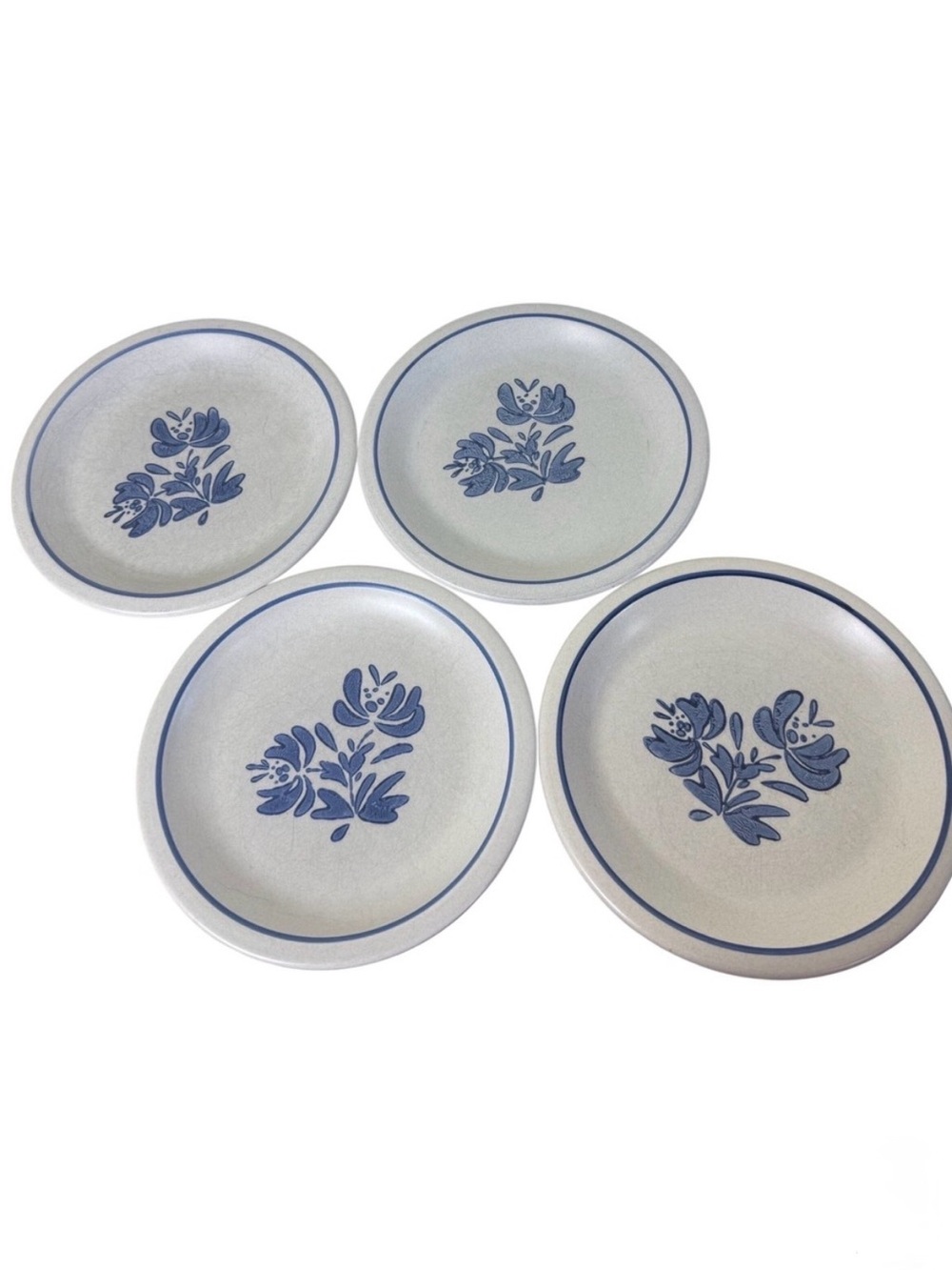 Pfaltzgraff Yorktowne Salad Dessert Bread Plates Set 4 Blue Floral Stoneware USA